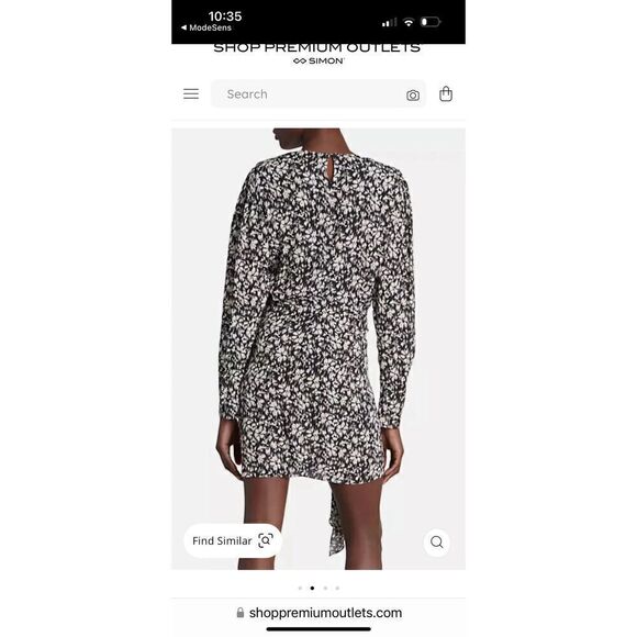 Isabel Marant Black and White Dulce Floral Long Sleeve Mini Dress Size Medium (4 - Picture 2 of 11